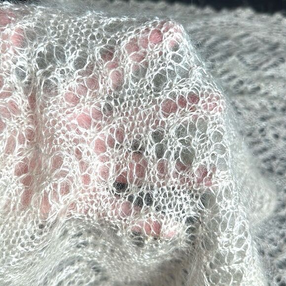 Goat Wool Lace Knit Shawl Scarf Wrap
Handmade Russian Orenburg Style Light Gray - Picture 9 of 12